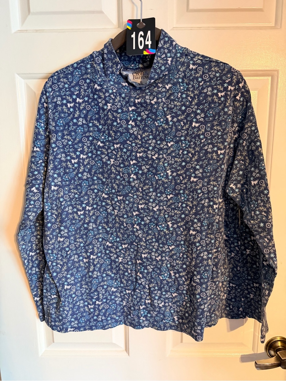 croft & barrow Navy Blue Floral Long-Sleeve Shirt